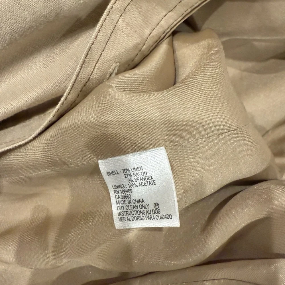Tahari linen blend safari style Button-Up Belted Dress - Picture 3 of 9